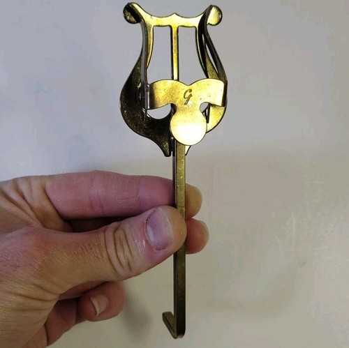 Vintage brass tone lyre sheet - vintage, brass-tone